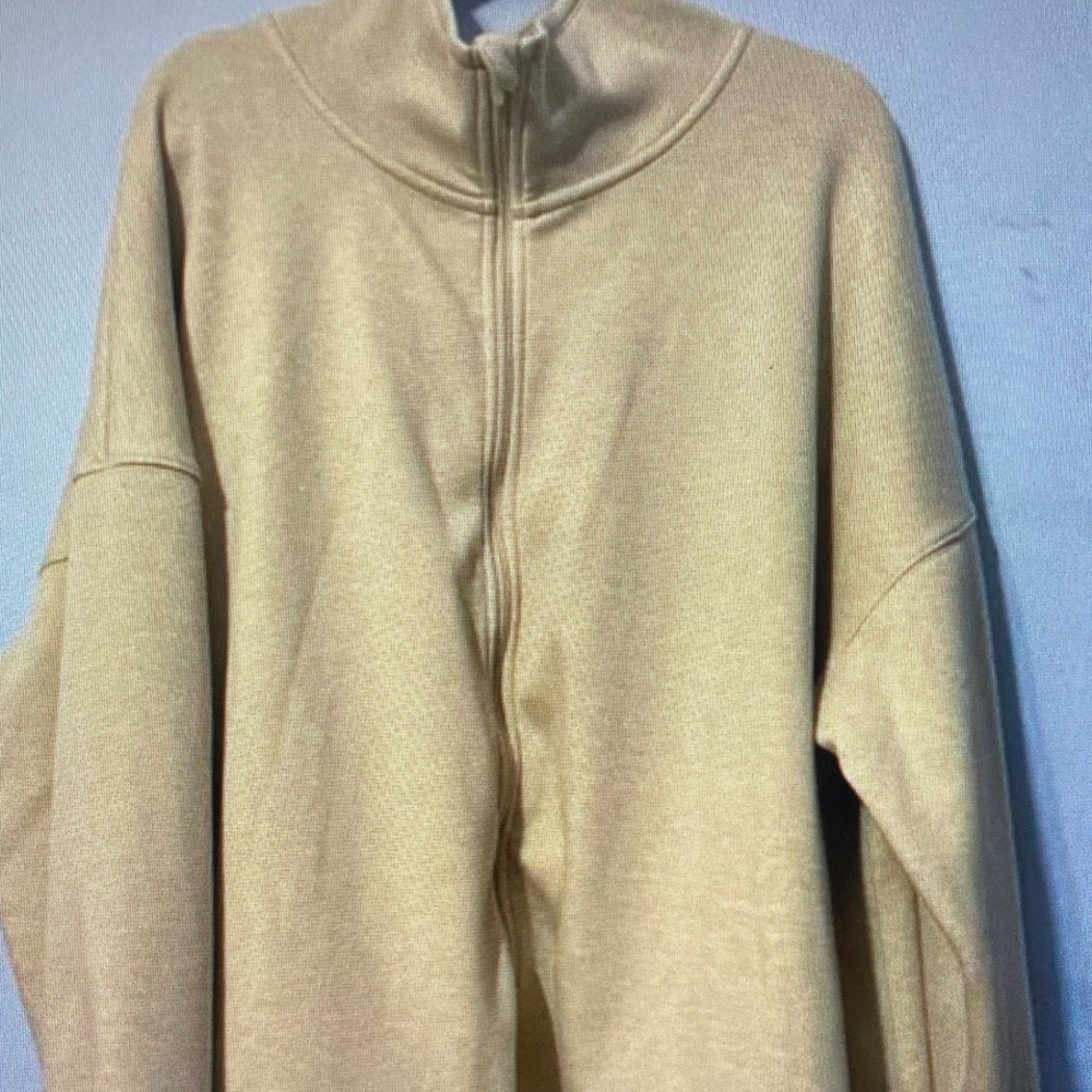Mondetta Neutral Beige Zip-Up Mock Neck Sweater